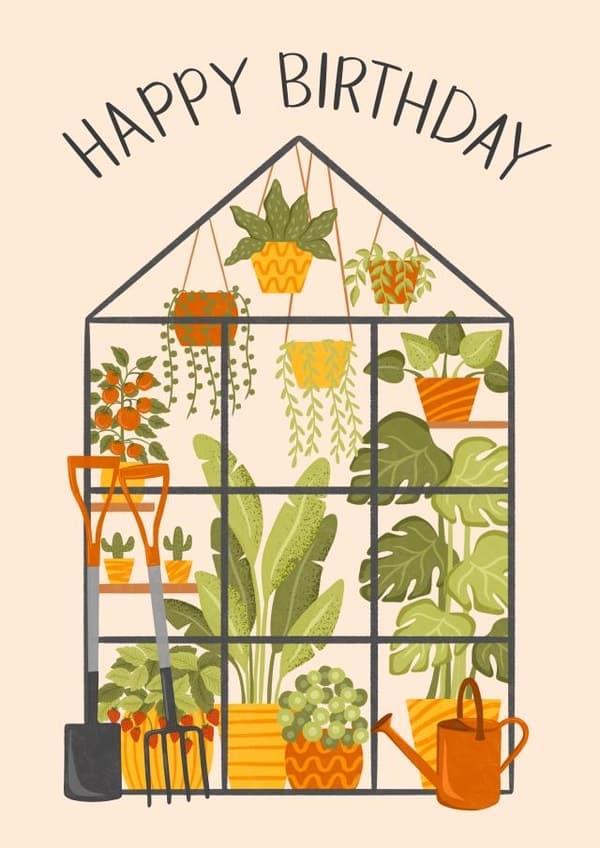 cute, sentimental birthday card aimed at plant lovers, friends, women