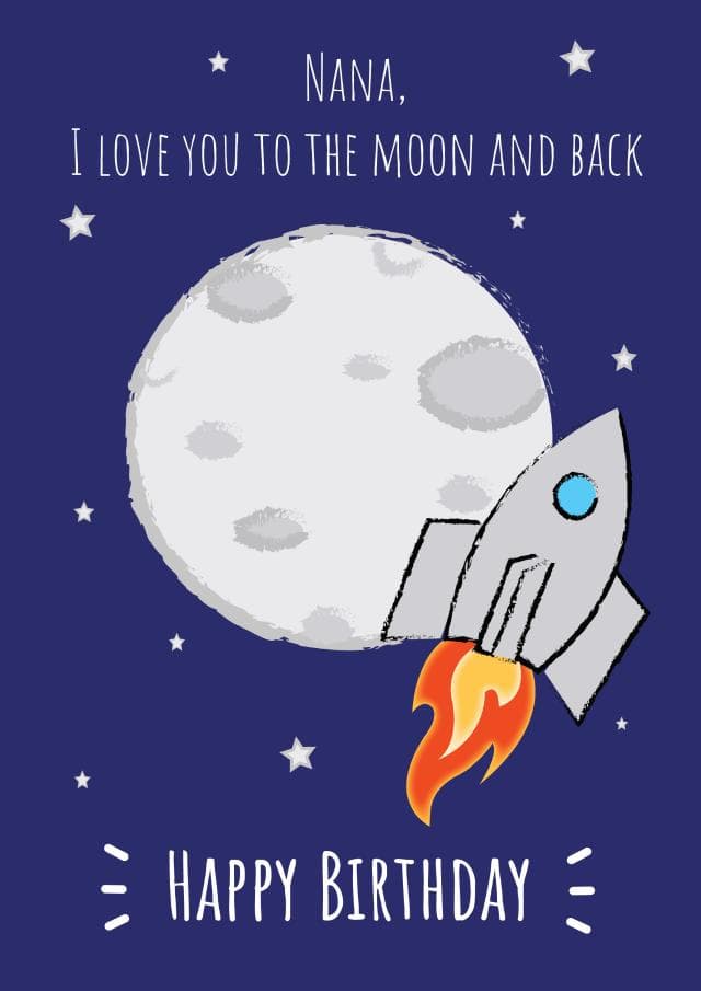 cheesy, sentimental birthday card aimed at nana, grandma, family