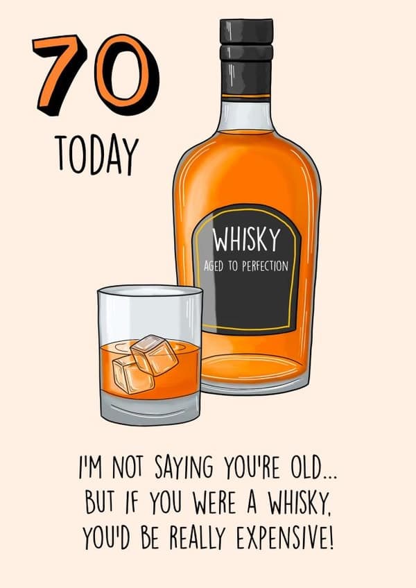 funny birthday card aimed at 70 year olds, adult