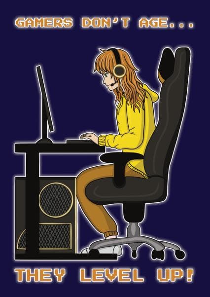 funny birthday card aimed at adult, gamers