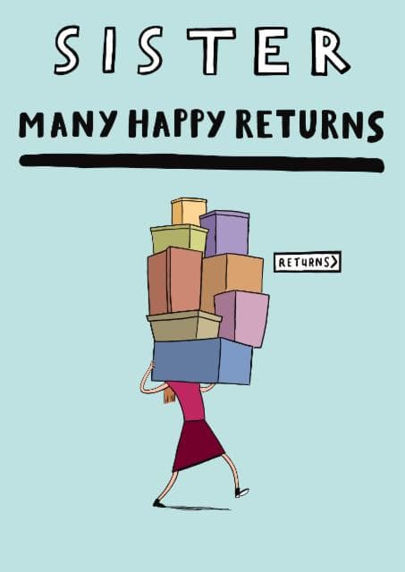 punny birthday card aimed at sister