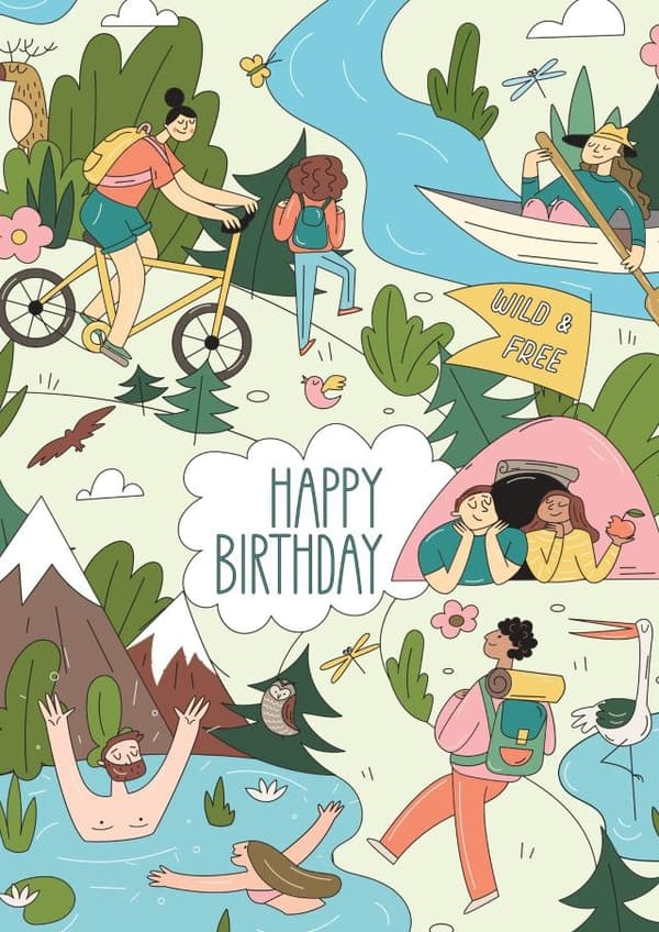 cute birthday card aimed at friends, family, adults