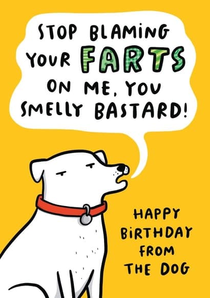 funny, rude birthday card aimed at dog lovers, adult