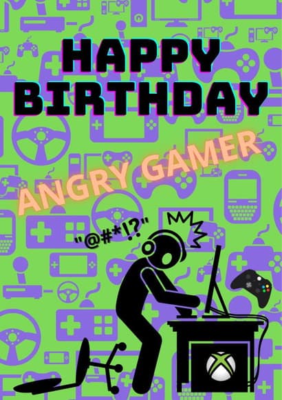 funny, rude birthday card aimed at adult, gamer