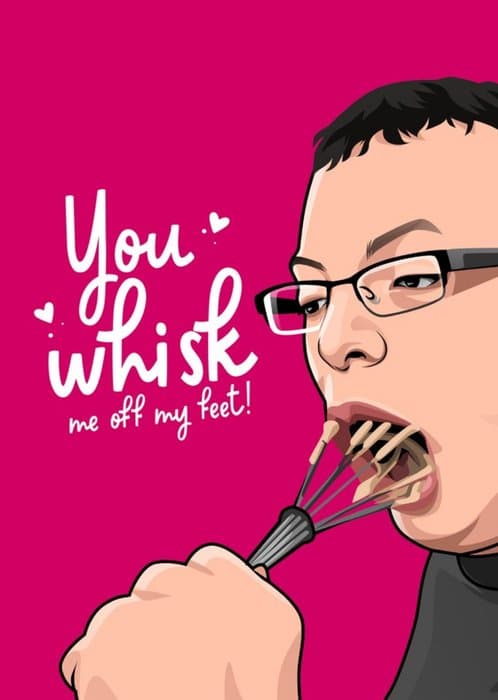 funny, punny birthday card aimed at cooks, wives, girlfriends, the wife