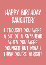 funny birthday card aimed at daughter
