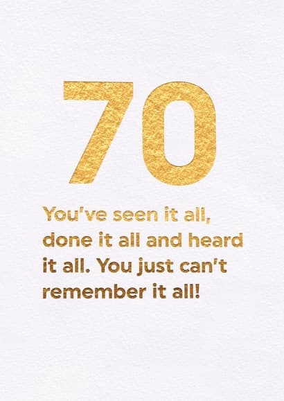 funny birthday card aimed at 70 year olds, old people