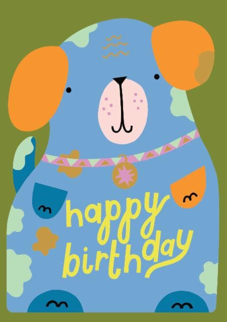 cute, animal birthday card aimed at dog lovers, kids