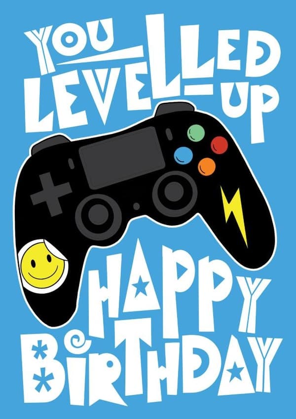 funny birthday card aimed at adult, gamers