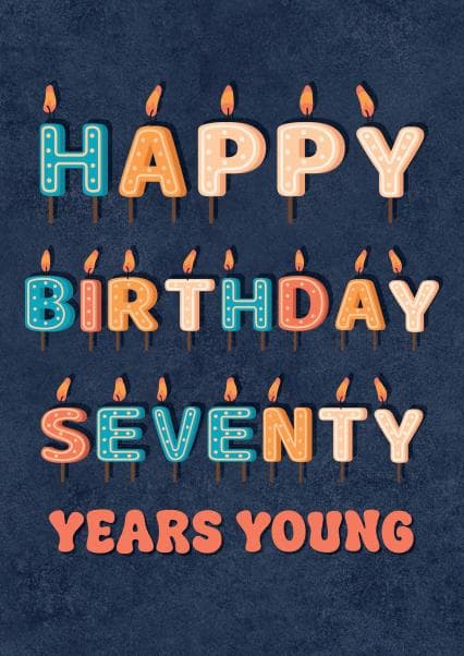 cheesy birthday card aimed at 70 year olds, adults