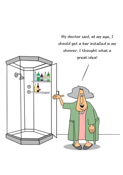 funny birthday card aimed at grandma, old people