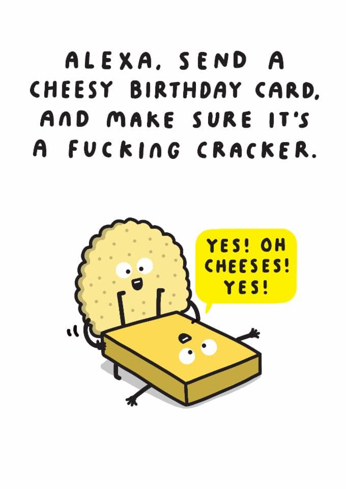 cheesy, funny birthday card aimed at adult, friends