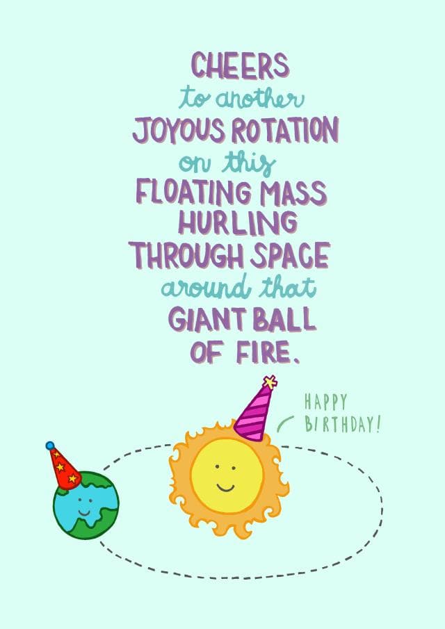 funny, cute birthday card aimed at adult, teenager, young adults