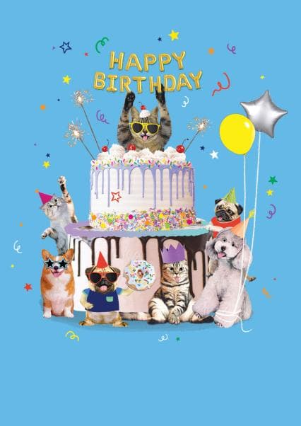 cute, animal birthday card aimed at kids, animal lovers