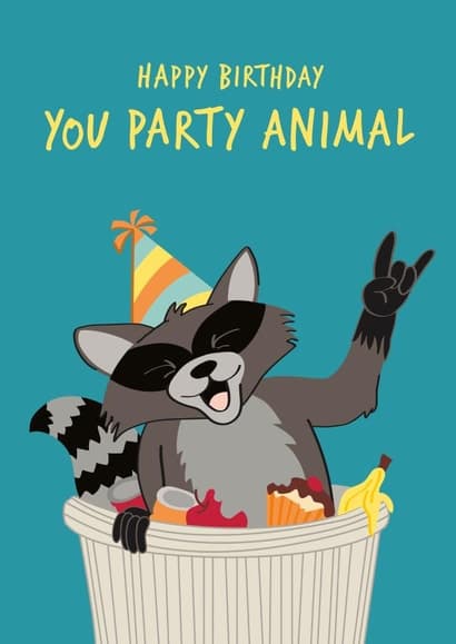 funny, animal birthday card aimed at adult, friends