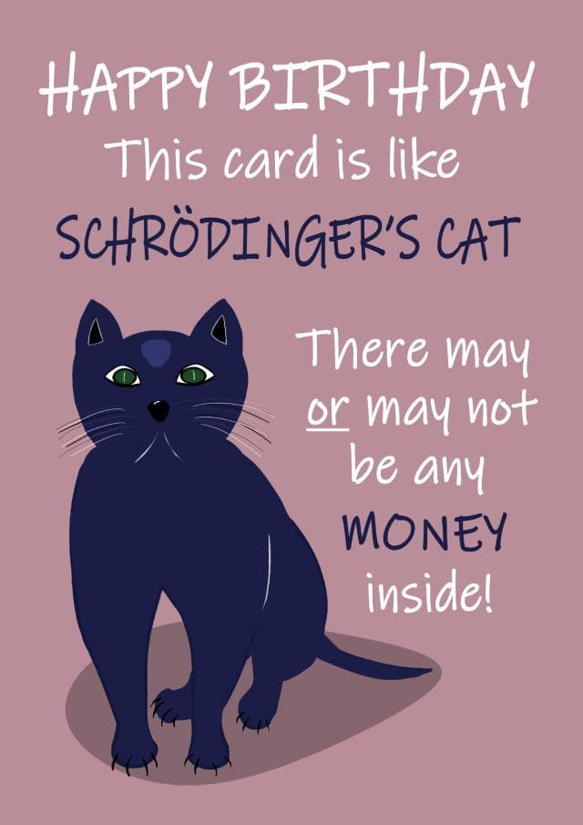funny, cat birthday card aimed at adult