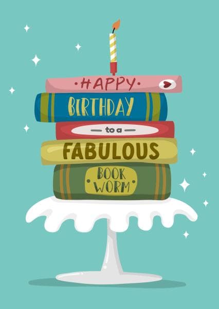 cute birthday card aimed at book lovers, friends