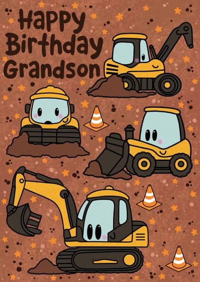 cute, kid friendly birthday card aimed at grandson, kids