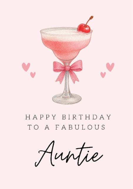 cute birthday card aimed at auntie, women