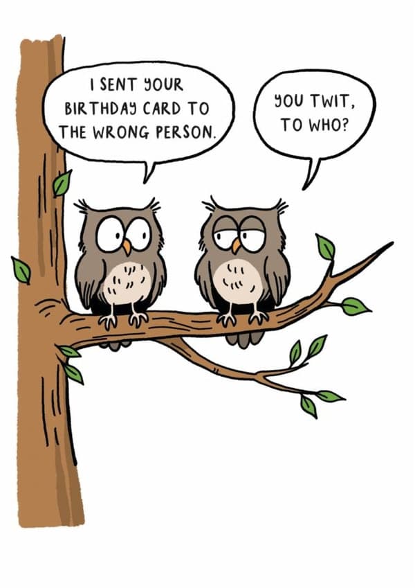 funny, animal birthday card aimed at friends, women