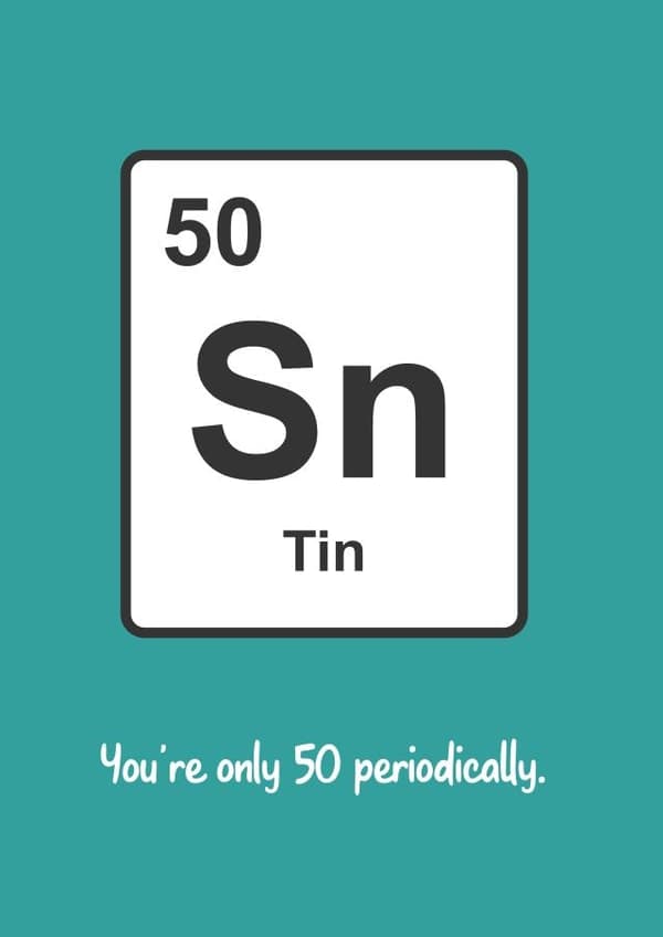 punny birthday card aimed at 50 year olds, adults