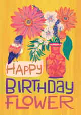 cute birthday card aimed at anniversary, flower lovers