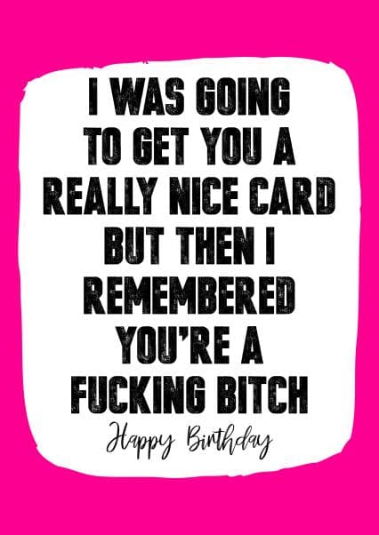 rude birthday card aimed at adult, friends