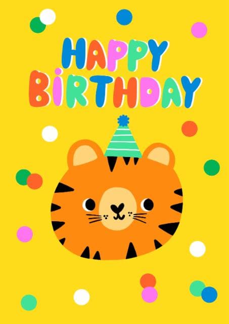 cute, kid friendly birthday card aimed at kids, animal lovers