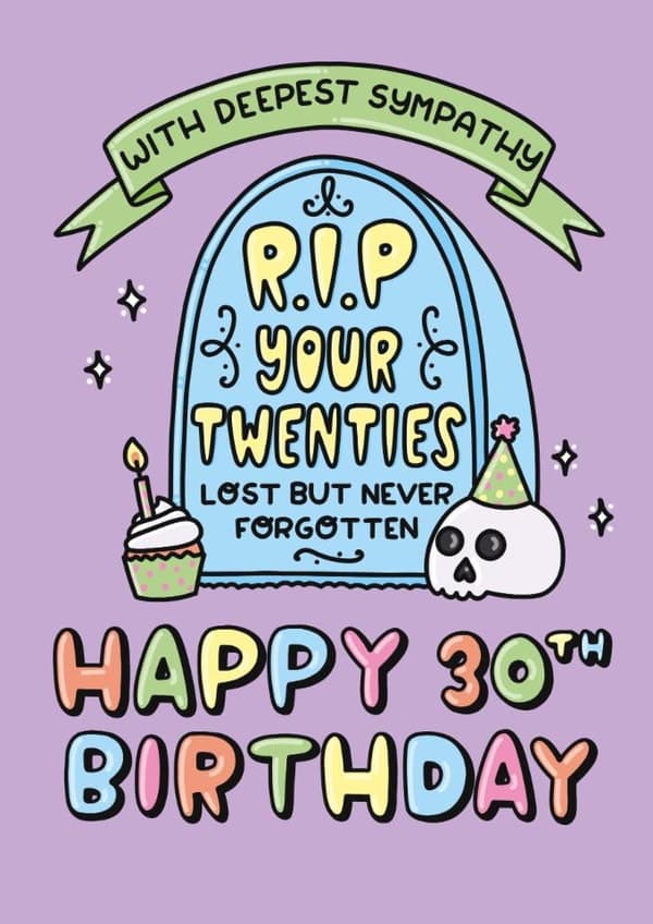 funny birthday card aimed at 30 year olds, adults