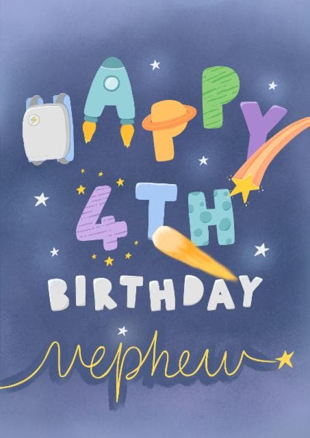 cute birthday card aimed at 4 year olds, nephew, kids
