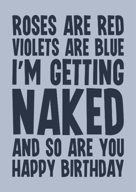 rude birthday card aimed at adult, boyfriend, girlfriend, husband, wife