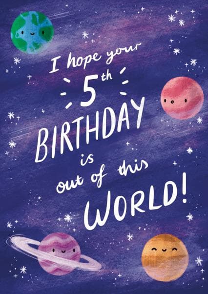 cute, punny birthday card aimed at 5 year olds, kids