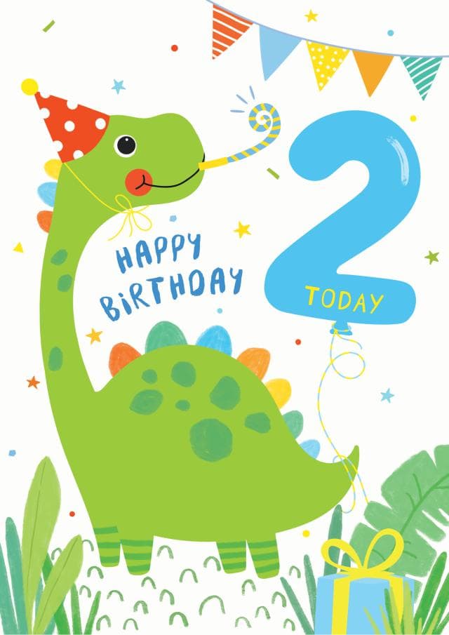 cute, kid friendly birthday card aimed at 2 year olds, children