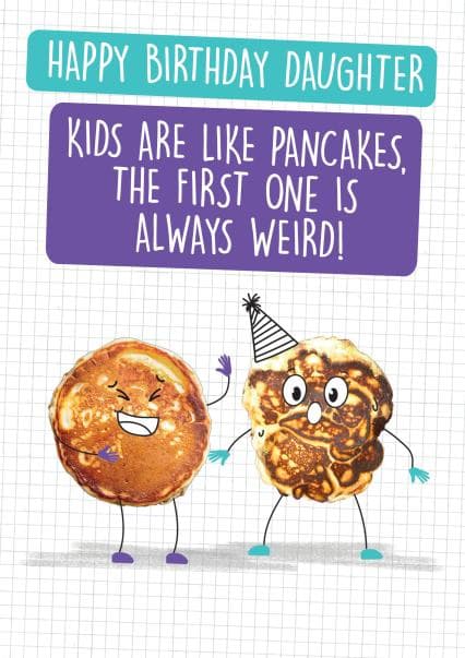 funny, cute birthday card aimed at daughter, kids