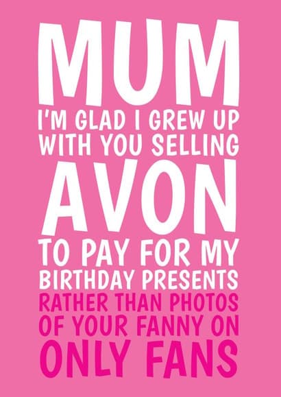 funny, offensive birthday card aimed at mum, women