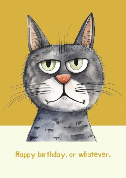 funny, cat birthday card aimed at cat lovers, friends