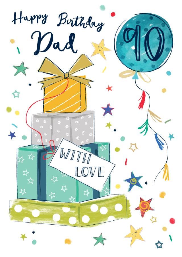 cute, sentimental birthday card aimed at dad, 90 year olds, family