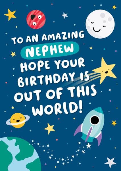 cute, funny birthday card aimed at nephew, kids, young adults