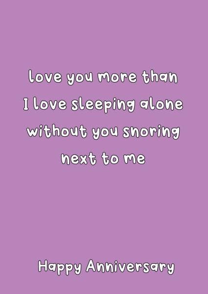 funny birthday card aimed at anniversary, couple