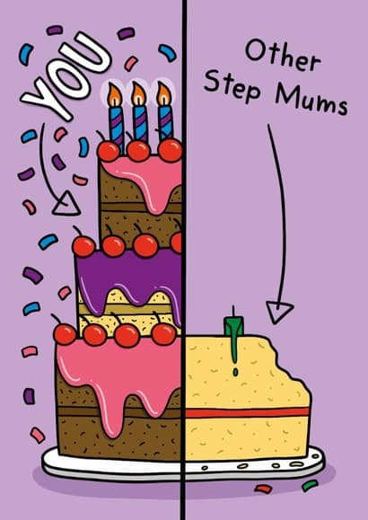 funny birthday card aimed at step dad, mum, the wife, wives