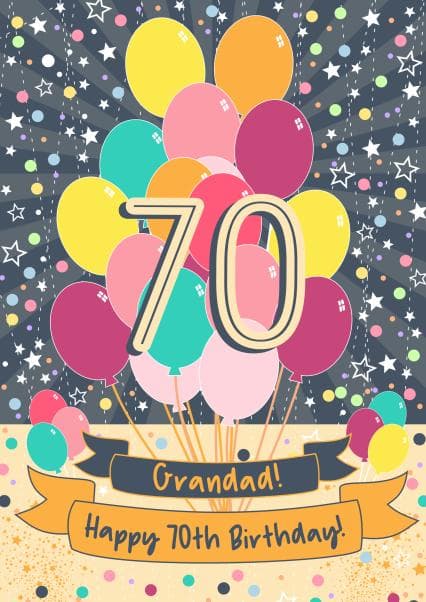 cheesy birthday card aimed at 70 year olds, grandpa, family