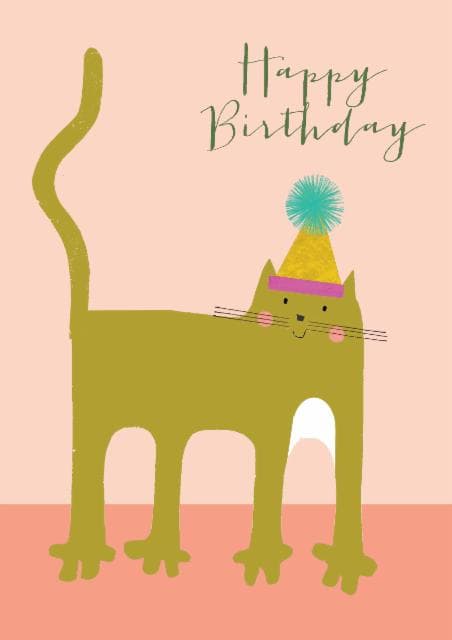 cute, animal birthday card aimed at cat lovers, kids