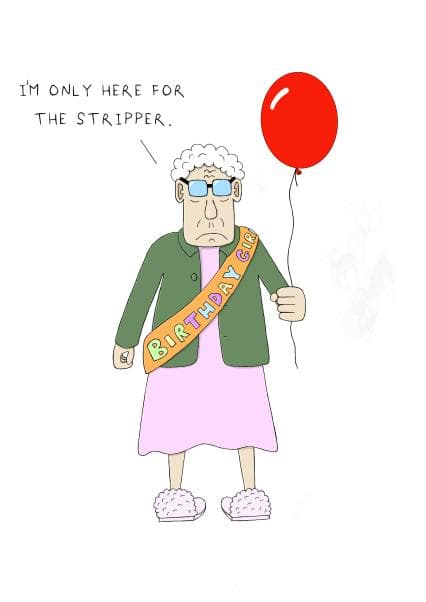 funny, rude birthday card aimed at older people, grandma, women