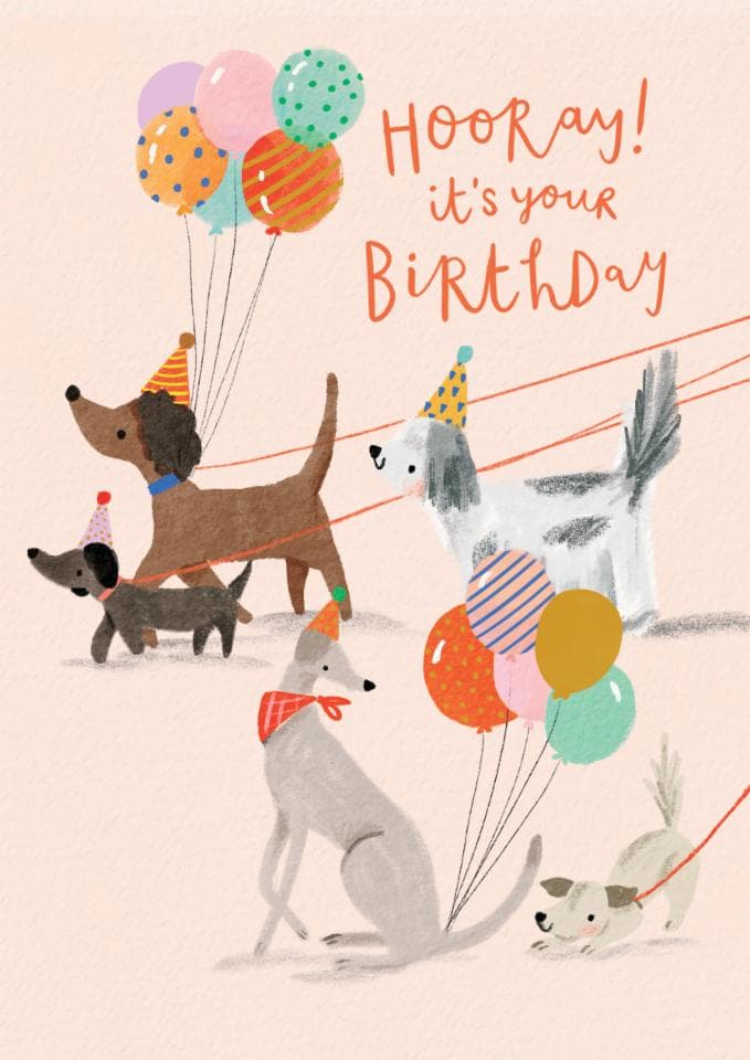 cute birthday card aimed at dog lovers, friends