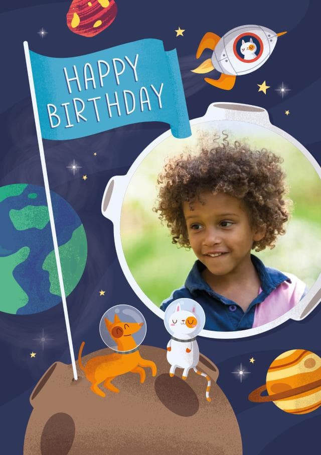 cute, kid friendly birthday card aimed at 3 year olds, 4 year olds, 5 year olds, children
