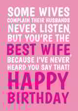 funny birthday card aimed at wife, wives