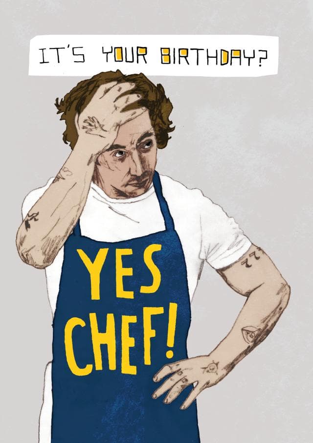 funny, punny birthday card aimed at adults, cooks