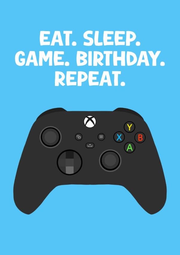 funny birthday card aimed at gamers, adults