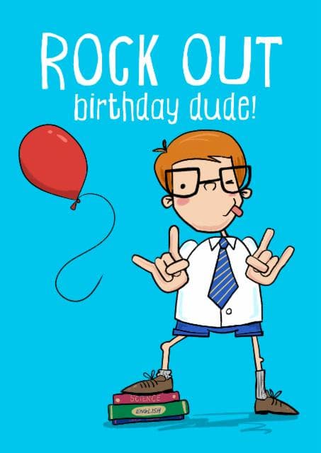 funny, cute birthday card aimed at 10 year olds, 12 year olds, boys