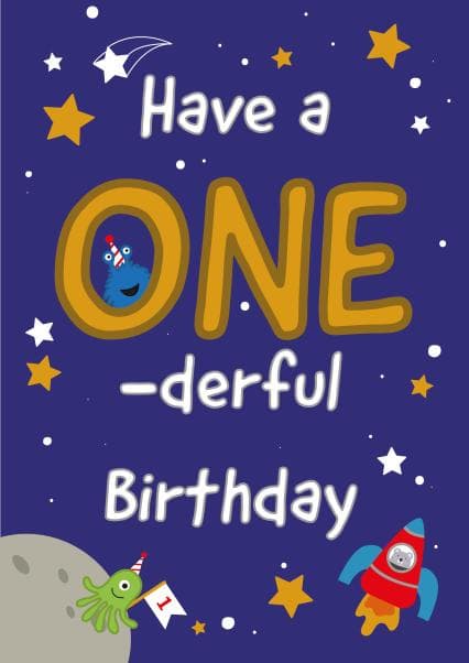 cute, kid friendly birthday card aimed at 1 year olds